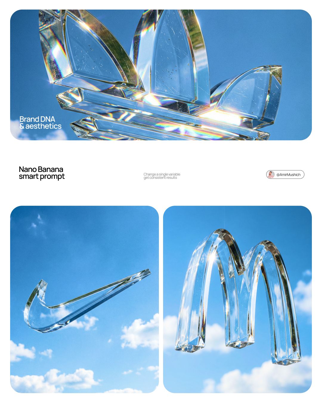 3D 玻璃 logo:Adidas / Nike / McDonald's