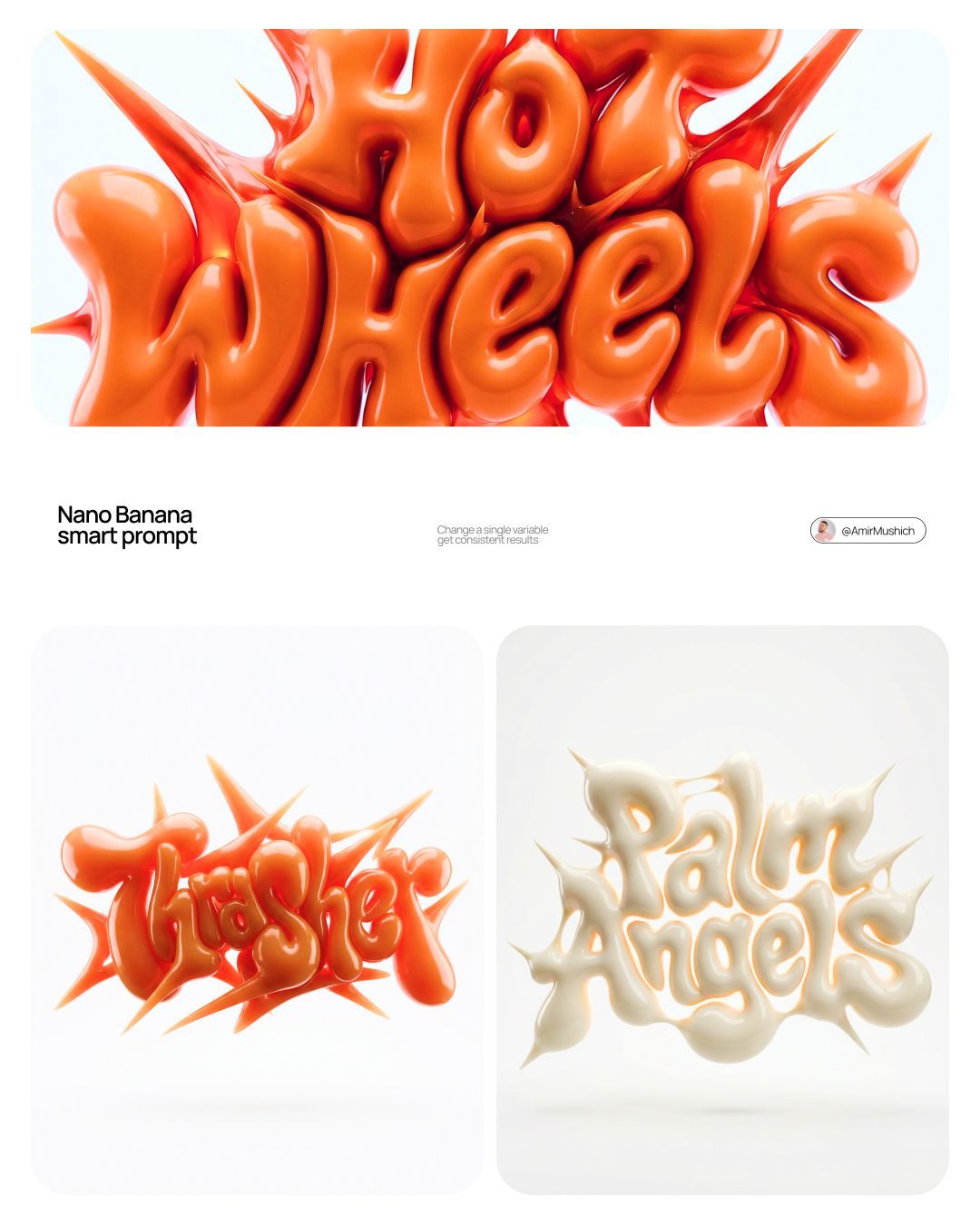 3D 充气字体:Hot Wheels / Thrasher / Palm Angels